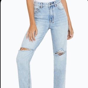 Zara mom jeans with stripe